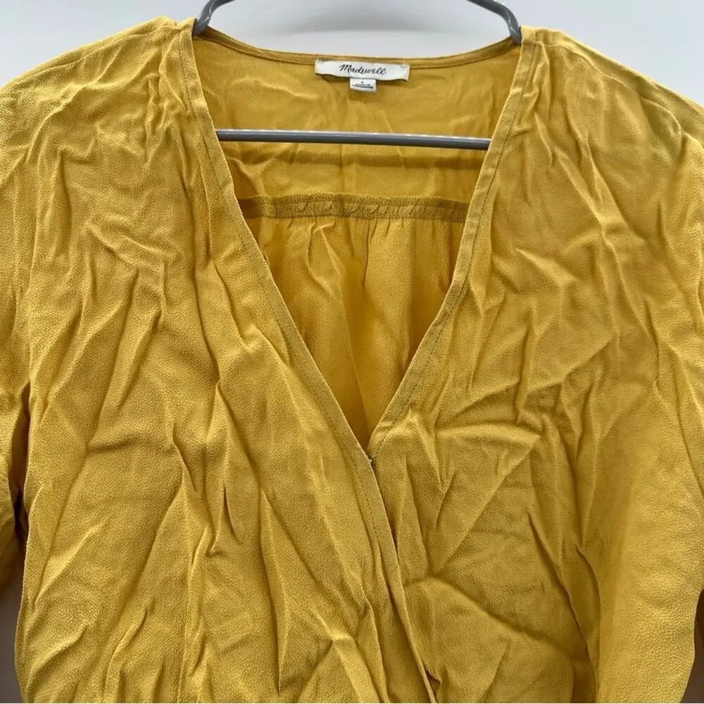 Madewell‎ Raelynn Long Sleeve Gold Yellow Wrap Tie Top Size S